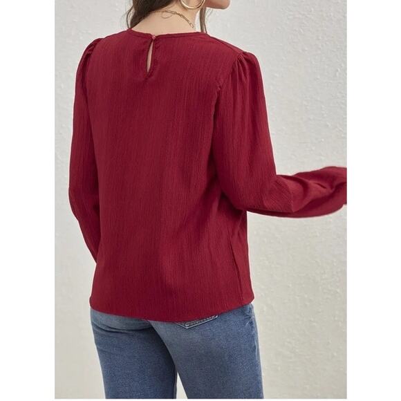 Aritzia Top Women's 2XS Burgundy Wilfred Clarissa Blouse Long Sleeve - Picture 2 of 6